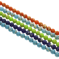 Mosaik Turkos Bead, Rund, fler färger för val, 8mm, Hål:Ca 1mm, Längd Ca 15.5 inch, 10Strands/Bag, Ca 49PC/Strand, Säljs av Bag