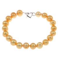 Freshwater Cultured Pearl Bracelet Freshwater Pearl brass clasp Potato orange 9-10mm Sold Per Approx 7.5 Inch Strand