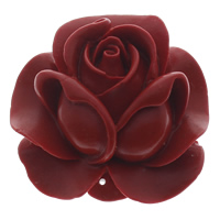 Laca esculpida conector, Flor, laço de 1/1, vermelho, 50x50x21mm, Buraco:Aprox 1mm, 10PCs/Bag, vendido por Bag