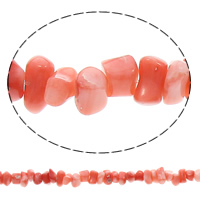 Perles en corail naturel, pepite, rose, 3x5x3mm-5x8x4mm, Trou:Environ 1mm, Longueur Environ 16.5 pouce, 10Strandstoron/sac, Environ 130PC/brin, Vendu par sac