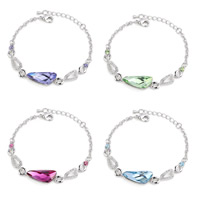 Zinc Alloy Bracelet with 4cm extender chain platinum color plated faceted & with rhinestone lead & cadmium free Length Approx 6 Inch Sold By Bag