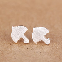 925 Sterling Silver Stud Earring Umbrella brushed Sold By Pair