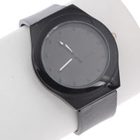Zegarek unisex, Stop cynku, ze Szkło & Silikon, Platerowane w kolorze platyny, z malowane, czarny, bez zawartości ołowiu i kadmu, 40x42x9mm, długość około 9.5 cal, sprzedane przez PC