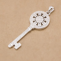 Cubic Zirconia Micro Pave 925 Sterling Silver Pendant Key platinum plated micro pave cubic zirconia Approx 3mm Sold By Lot