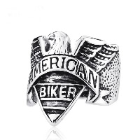 Stainless Steel Finger Ring for Men 316L Stainless Steel Eagle & blacken Sold By PC