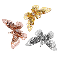 Rhinestone Brass Pendants Butterfly plated high quality plating and never fade & with rhinestone & hollow nickel lead & cadmium free Approx 3mm Sold By Lot