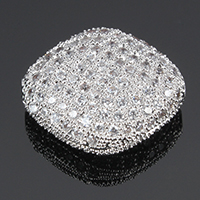 Kubisk Zirconia Micro Pave Messing Perler, Flad Oval, platineret, Micro Pave cubic zirconia, nikkel, bly & cadmium fri, 19x16.50x7mm, Hole:Ca. 1mm, 10pc'er/Lot, Solgt af Lot