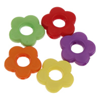 Pevné Barva Akrylové korálky, Akryl, Květina, jednobarevná, smíšené barvy, 14x4mm, Otvor:Cca 1mm, Cca 1000PC/Bag, Prodáno By Bag