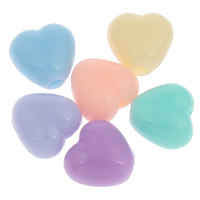Solid Color Akryl perler, Heart, ensfarvet, blandede farver, 7x7x5mm, Hole:Ca. 1mm, Ca. 2000pc'er/Bag, Solgt af Bag