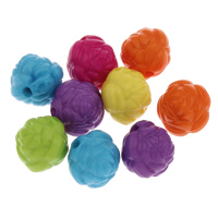 Solid Color Akryl perler, Flower, ensfarvet, blandede farver, 10x9mm, Hole:Ca. 1mm, Ca. 950pc'er/Bag, Solgt af Bag