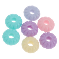 Pevné Barva Akrylové korálky, Akryl, Flat Round, jednobarevná, smíšené barvy, 8x3mm, Otvor:Cca 1mm, Cca 2500PC/Bag, Prodáno By Bag