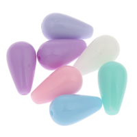 Solid Color Akryl perler, Teardrop, ensfarvet, blandede farver, 7x13mm, Hole:Ca. 1mm, Ca. 1000pc'er/Bag, Solgt af Bag