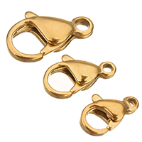 Stainless Steel Lobster Claw Clasp, gold color plated, different size for choice, 200PCs/Bag, Sold By Bag