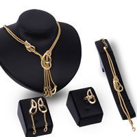 Zinc Alloy Jewelry Sets finger ring & bracelet & earring & necklace with iron chain stainless steel earring post and Omega clip with 5cm extender chain gold color plated lantern chain & with rhinestone lead & cadmium free  US Ring .5-8 Length Approx 7 Inch Approx 18 Inch Sold By Set