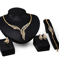 Zinc Alloy Jewelry Sets finger ring & bracelet & earring & necklace stainless steel earring post and Omega clip with 5cm extender chain Leaf gold color plated with rhinestone lead & cadmium free  US Ring .5-8 Length Approx 7 Inch Approx 18 Inch Sold By Set