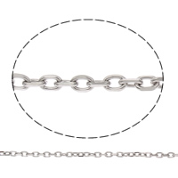 Rustfrit stål Oval Chain, Stainless Steel, forskellig størrelse for valg & oval kæde, oprindelige farve, 100m/Bag, Solgt af Bag