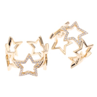 Brass Finger Ring Star gold color plated open & micro pave cubic zirconia nickel lead & cadmium free US Ring .5 Sold By PC