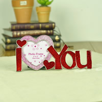 Zinc Alloy Picture Frame Heart word I love you silver color plated epoxy gel & colorful powder lead & cadmium free Inner Approx Sold By Bag