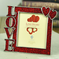 Zinc Alloy Picture Frame with Velveteen word love silver color plated epoxy gel & colorful powder lead & cadmium free Inner Approx US Ring Sold By Bag
