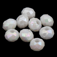 Perles  acrylique plaqué , rondelle, Placage coloré, imitation porcelaine & facettes, blanc, 4x3mm, Trou:Environ 1mm, Environ 9000PC/sac, Vendu par sac