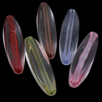 Transparent akryl perler, Oval, gennemsigtig, blandede farver, 10x37mm, Hole:Ca. 1mm, Ca. 185pc'er/Bag, Solgt af Bag