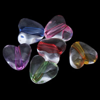 Transparent akryl perler, Heart, gennemsigtig, blandede farver, 11x10x7mm, Hole:Ca. 1mm, Ca. 1200pc'er/Bag, Solgt af Bag