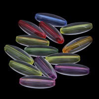 Transparent akryl perler, Oval, gennemsigtig, blandede farver, 8x21mm, Hole:Ca. 1mm, Ca. 625pc'er/Bag, Solgt af Bag