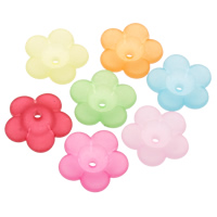 Acrylic Bead Cap, Flower, frosted & translucent, mixed colors, 24x7mm, Hole:Approx 2mm, Approx 300PCs/Bag, Sold By Bag