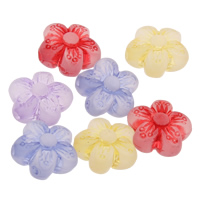 Frosted Acrylic Beads, Flower, translucent, mixed colors, 10x10x6mm, Hole:Approx 1mm, Approx 1500PCs/Bag, Sold By Bag