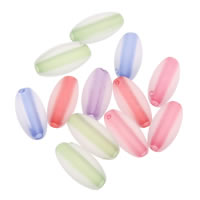 Frosted akryl perler, Oval, gennemskinnelige, blandede farver, 4x8mm, Hole:Ca. 1mm, Ca. 7000pc'er/Bag, Solgt af Bag