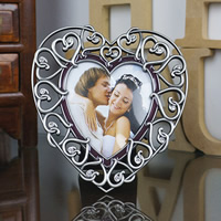Zinc Alloy Picture Frame with Velveteen Heart Antique Tin Color Plated with rhinestone lead & cadmium free Inner Approx Sold By Bag