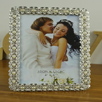 Zinc Alloy Picture Frame with ABS Plastic Pearl & Velveteen Rectangle silver color plated with rhinestone lead & cadmium free Inner Approx Sold By Bag