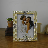 Zinc Alloy Picture Frame with ABS Plastic Pearl Rectangle silver color plated with rhinestone lead & cadmium free Inner Approx Sold By Bag
