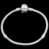 European Bracelet Chain, Messing, silver plated, verschillende lengte voor keuze & slang keten, lood en cadmium vrij, 3mm, Verkocht door Strand