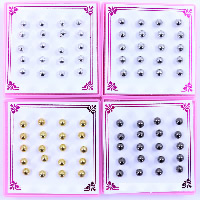 Stainless Steel Stud Earrings, with rubber earnut, iron post pin, Round, plated, mixed colors, 4mm, 50Boxes/Lot, 10Pairs/Box, Sold By Lot