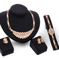 Zinc Alloy Jewelry Sets finger ring & bracelet & earring & necklace stainless steel earring post and Omega clip rose gold color plated with rhinestone lead & cadmium free 23mm 95mm US Ring Length Approx 7.5 Inch Approx 17.5 Inch Sold By Set