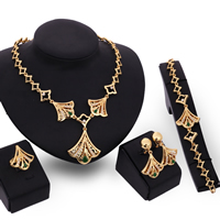 Zinc Alloy Jewelry Sets finger ring & bracelet & earring & necklace with Resin stainless steel earring post and Omega clip Ginkgo Leaf gold color plated faceted & with rhinestone & hollow lead & cadmium free 40mm 43mm US Ring Length Approx 8 Inch Approx 17 Inch Sold By Set