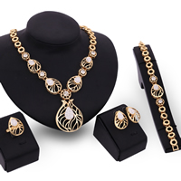 Zinc Alloy Jewelry Sets finger ring & bracelet & earring & necklace with Rhinestone Clay Pave stainless steel earring post and Omega clip Teardrop gold color plated lead & cadmium free 24mm 38mm US Ring Length Approx 7.5 Inch Approx 18 Inch Sold By Set