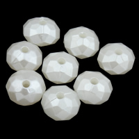 ABS Plastic Pearl Beads Rondelle & faceted white Approx 1mm Sold By Bag