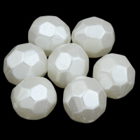ABS Plastic Pearl Beads Round & faceted white Sold By Bag
