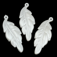ABS plastik perle Pendel, Leaf, hvid, 16x44x3mm, Hole:Ca. 1mm, Ca. 755pc'er/Bag, Solgt af Bag