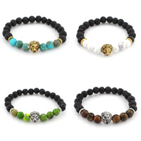 Lava Bracelet with Gemstone & Zinc Alloy Lion plated natural nickel lead & cadmium free 8mm Sold Per Approx 7 Inch Strand