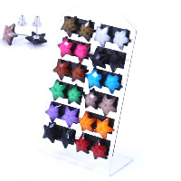 Resin Stud Earring iron post pin Star platinum color plated faceted mixed colors 12mm  Sold By Lot
