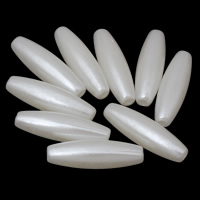 ABS plastik perle Bead, Oval, hvid, 6x20mm, Hole:Ca. 1mm, Ca. 1523pc'er/Bag, Solgt af Bag