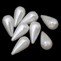 ABS plastik perle Pendel, Teardrop, hvid, 9x16mm, Hole:Ca. 1mm, Ca. 800pc'er/Bag, Solgt af Bag
