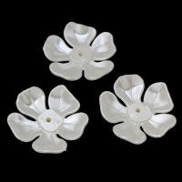 ABS-Kunststoff-Perlen Perlkappen, Blume, weiß, 38x36x9mm, Bohrung:ca. 1mm, ca. 210PCs/Tasche, verkauft von Tasche