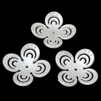 ABS-Kunststoff-Perlen Perlen Kappe Einstellung, Blume, weiß, 40x8mm, Bohrung:ca. 1mm, Innendurchmesser:ca. 1mm, ca. 159PCs/Tasche, verkauft von Tasche