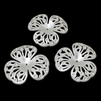 ABS-Kunststoff-Perlen Perlen Kappe Einstellung, Blume, weiß, 65x61x11mm, Bohrung:ca. 2mm, Innendurchmesser:ca. 1mm, ca. 79PCs/Tasche, verkauft von Tasche