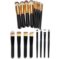 Wood Makeup Brush Set with Artificial Fibre & Aluminum plated nickel lead & cadmium free 149mm 54.6mm  Sold By Lot