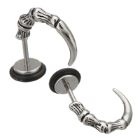 Stainless Steel Piercing Earring with Silicone Claw blacken 1mm Sold By Lot